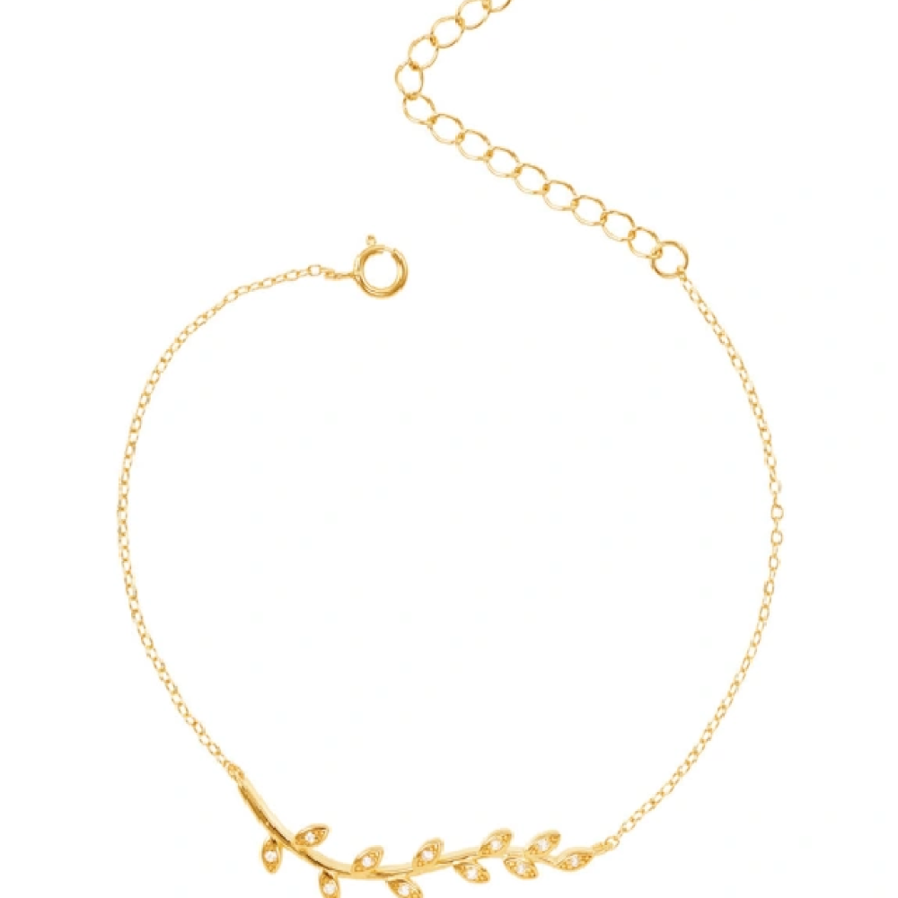 Pulseira FA com Zircónias - Folhas